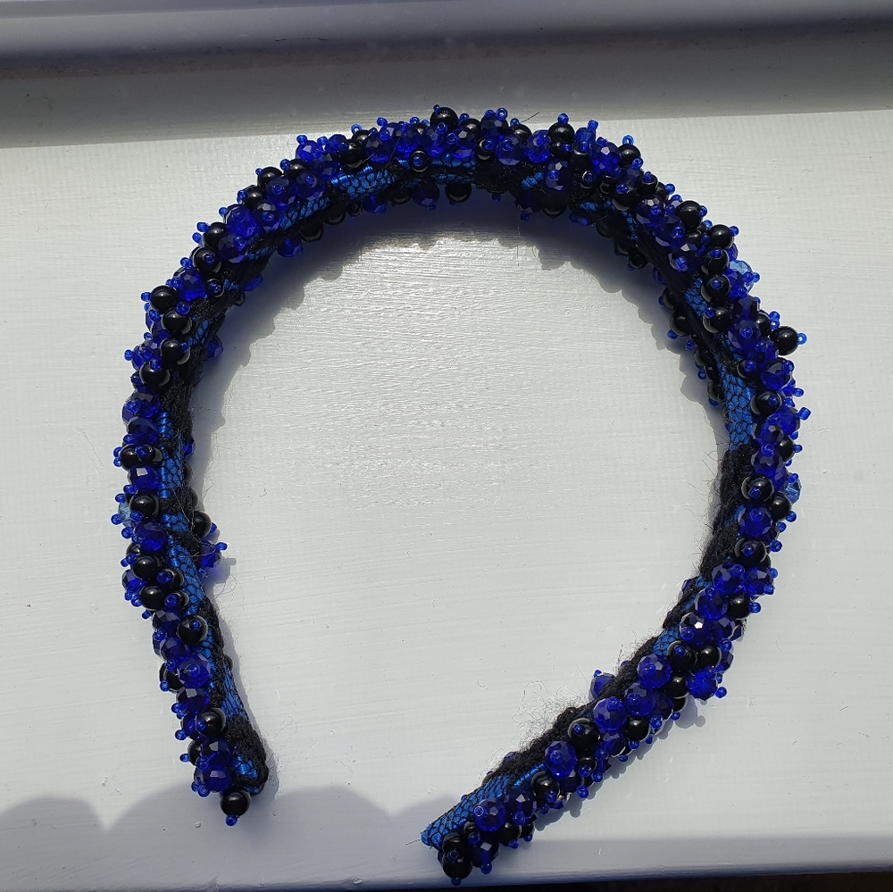Blue Beaded Headband